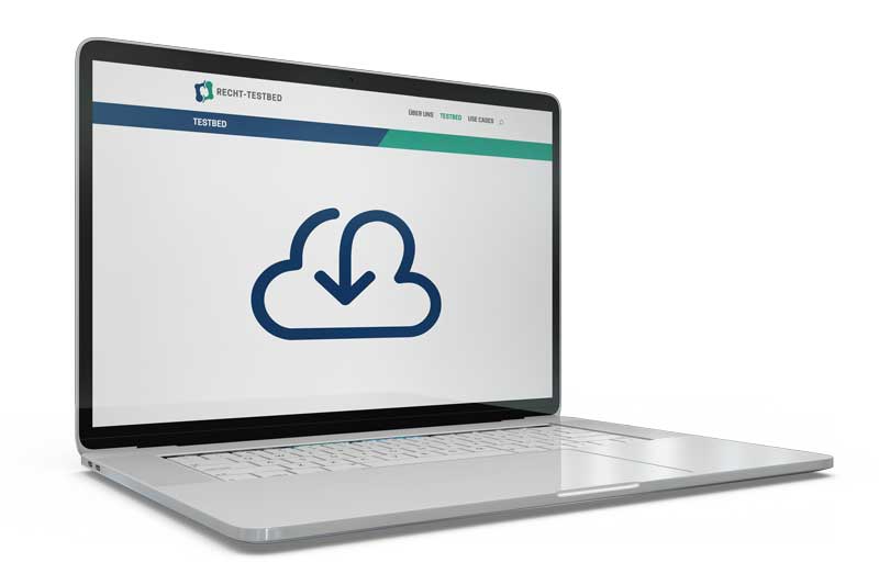 Laptop mit Repository des Recht-Testbed